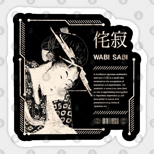 Wabi Sabi Meaning Zen Buddhism Geisha Saying Japanese Philosophy Kanji Characters 633 Sticker by dvongart